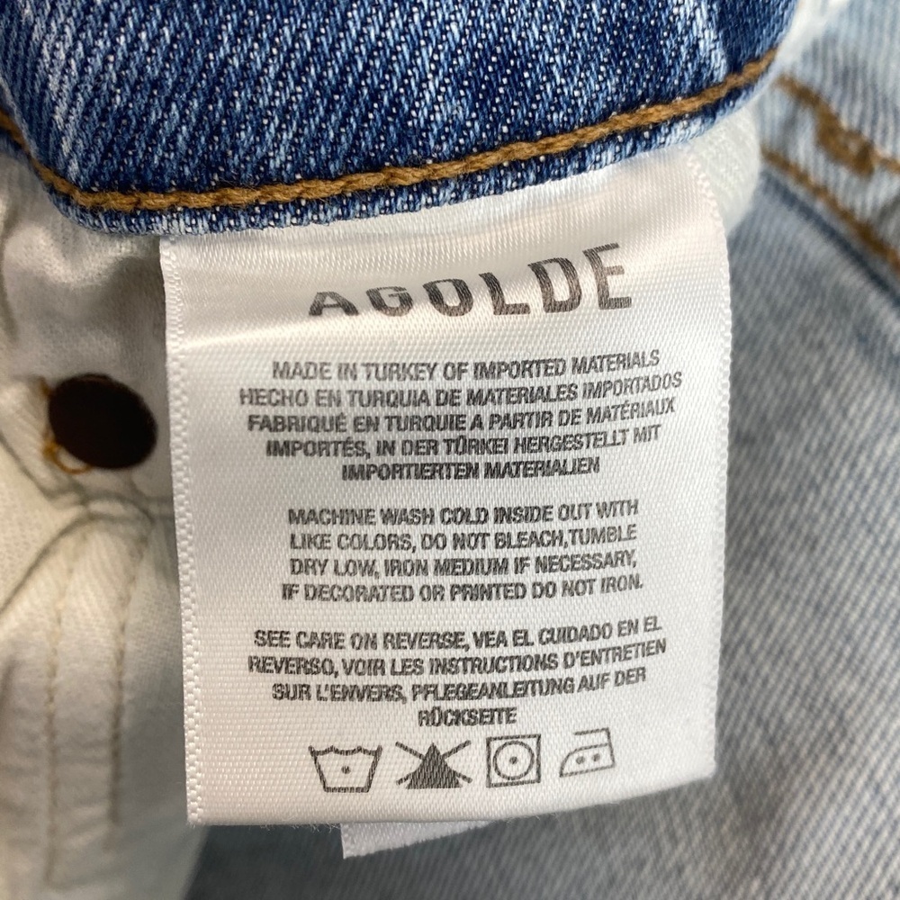 Agolde Nico slim straight jeans size 27 high rise button fly organic crop - Picture 9 of 12